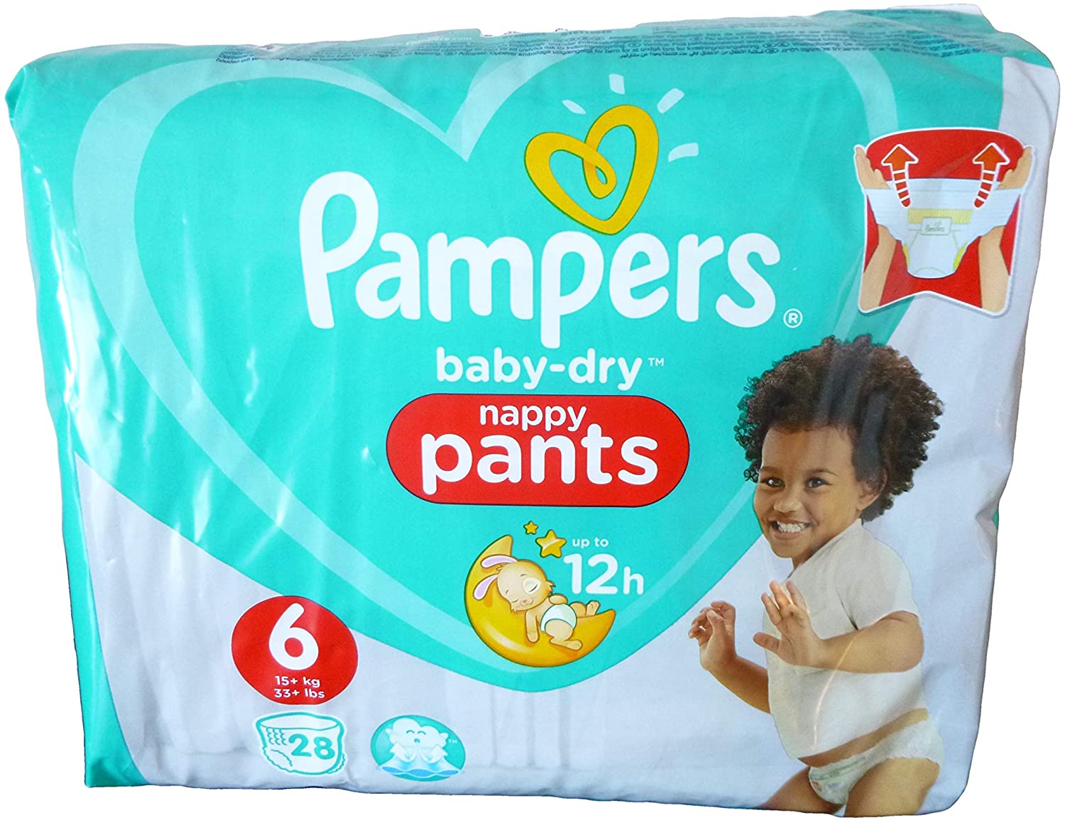 Pampers Baby-Dry Nappy Pants Size 6, 15kg+, 28 Nappies, White, Size 6 (Pack of 28) - Image 2