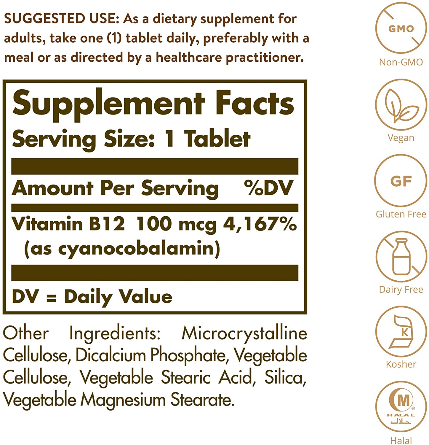 Solgar Vitamin 100 µg B12 Tablets, Pack of 100, Easy to take Form, for Healthy Nervous System Heart and Mind - Image 2