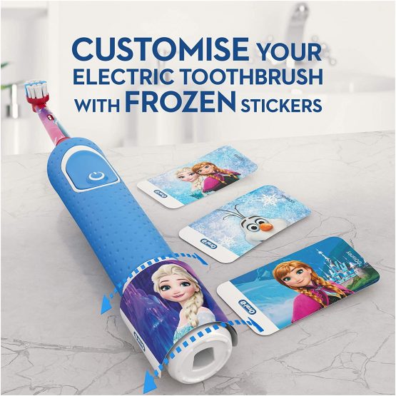 Oral-B Stages Power Kids Electric Rechargeable Toothbrush with Disney Frozen Characters, 1 Handle, 1 Brush Head, UK 2 Pin Plug for Ages 3+, Stocking Filler for Kids - Image 2