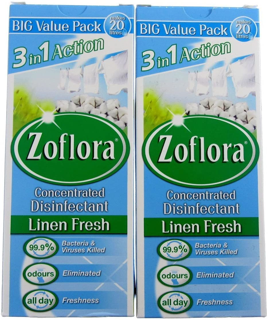 Zoflora Antibacterial Disinfectant Multi-Purpose Concentrated, Multi Surface Cleaning Solution 2 x 500ml Bottles