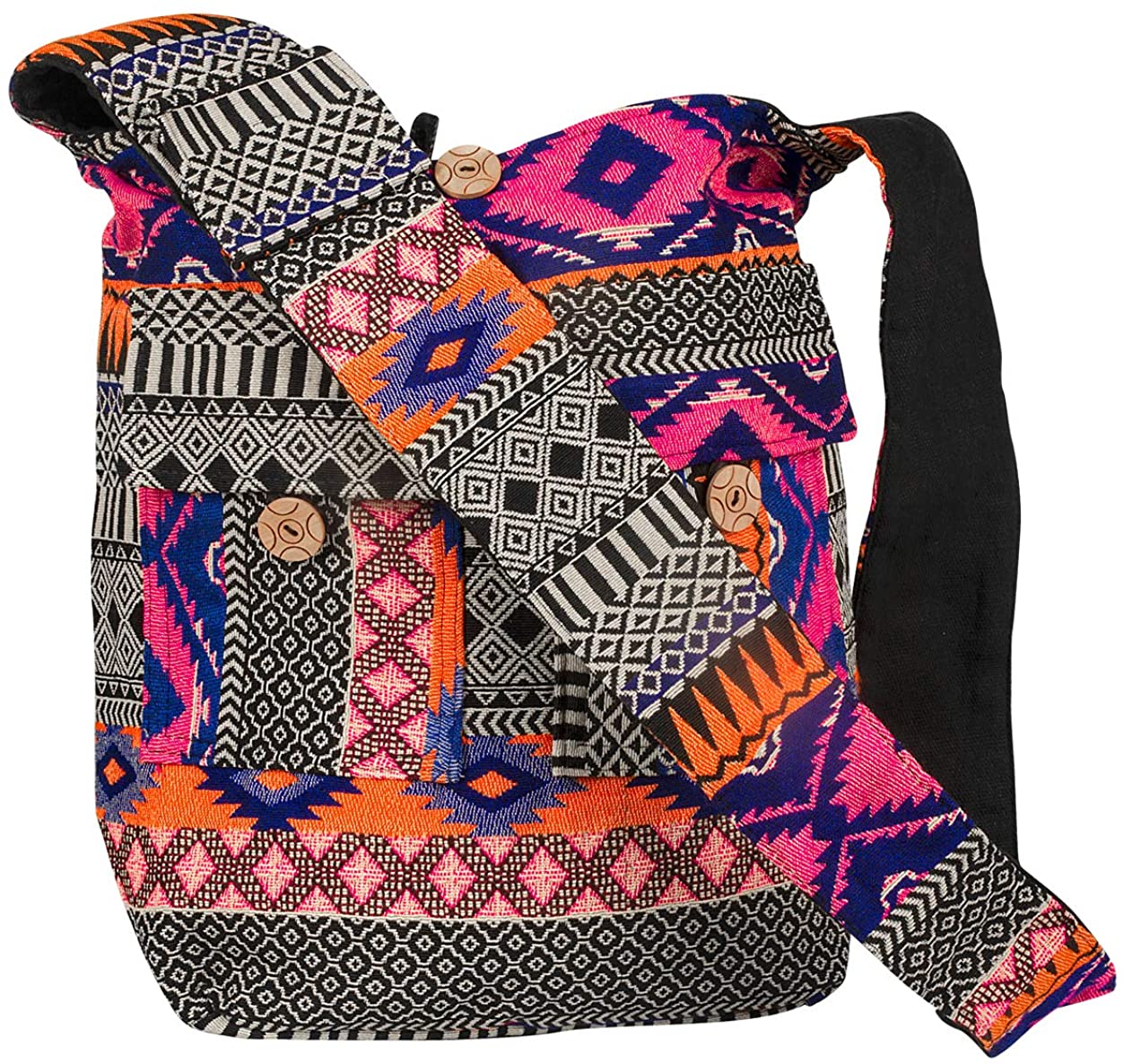 Tribe Azure Fair Trade Crossbody Handwoven Thick Cotton Shoulder Bag Shopping Market Purse Pink Casual Boho Roomy Spacious
