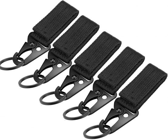 Coolty Tactical Hanging Belt Carabiner Clip Molle Strap Snap Hook Nylon Webbing Buckle Strap Clip Backpack Tape Keychain Hanging Buckle Belt Key Ring Holder for Camping Hiking Outdoor Activities