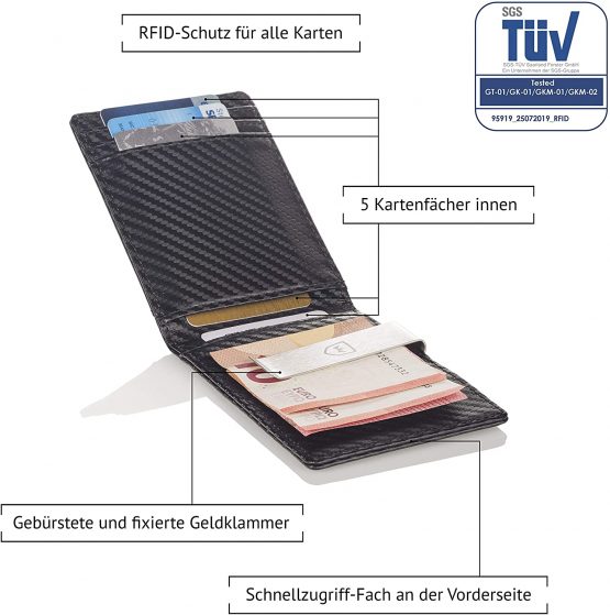 Kronenschein® Premium Men's Wallet with Clip Wallet Men's Wallet RFID Slim Wallet Credit Card Holder Card Case - Image 3
