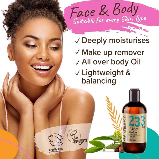 Naissance Cold Pressed Golden Jojoba Oil 250ml - Pure & Natural, Unrefined, Vegan, Hexane Free, No GMO - Ideal for Aromatherapy and as a Massage Base Oil - Image 2