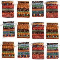 kilofly 12pc Egyptian Style Jewelry Coin Pouches Aztec Print Drawstring Gift Bag