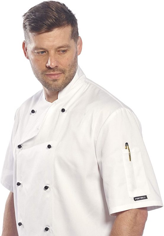 Portwest Kent Chefs Jacket, Colour: White, Size: M, C734WHRM - Image 3