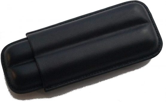GERMANUS Cigar Case for 2 Cigars in Black Made from Leather