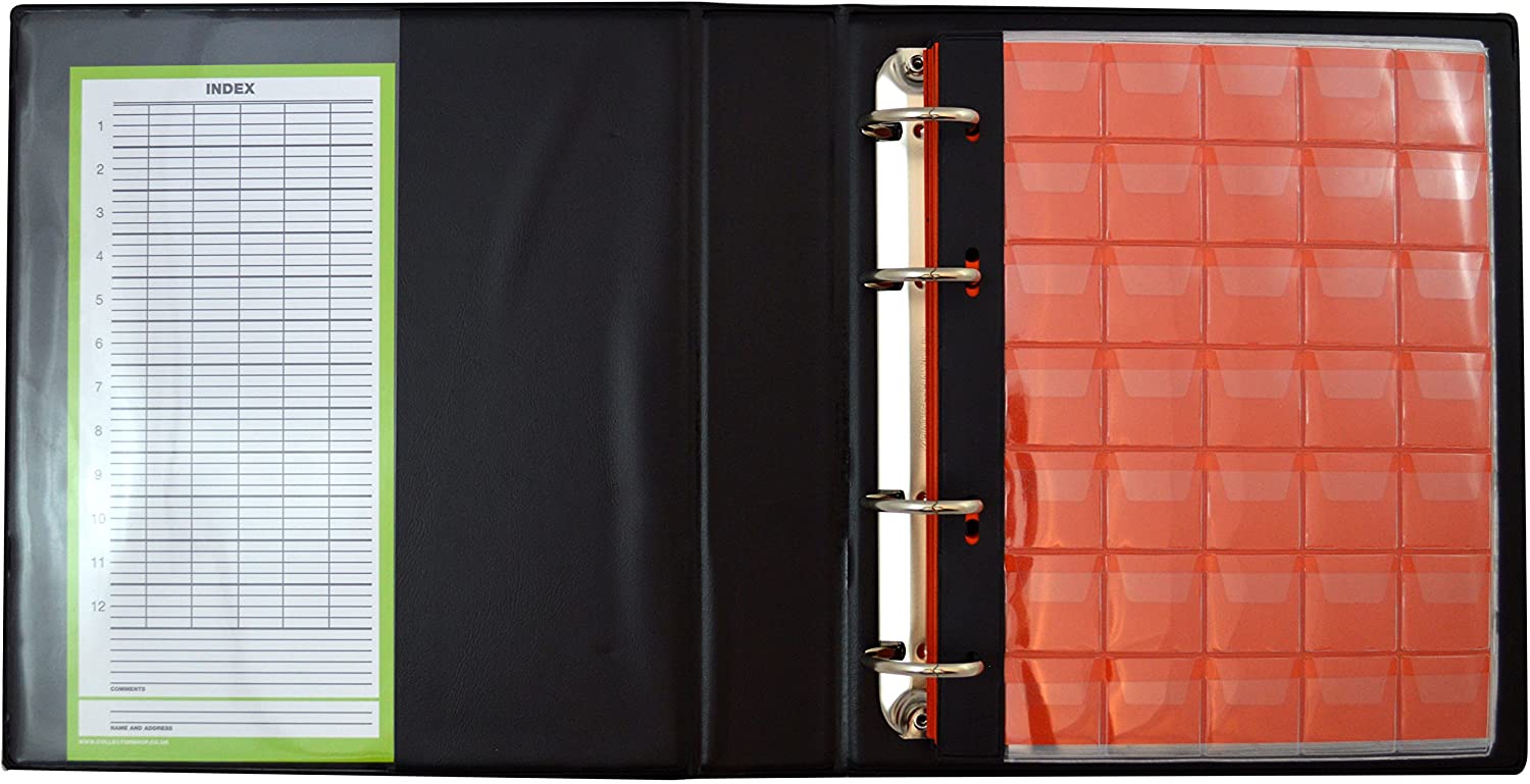 COLLECTOR Coin Album IN CASE for 221 mix sizes coins from small till large coin - with pages and red dividers + index - BLACK - Image 3