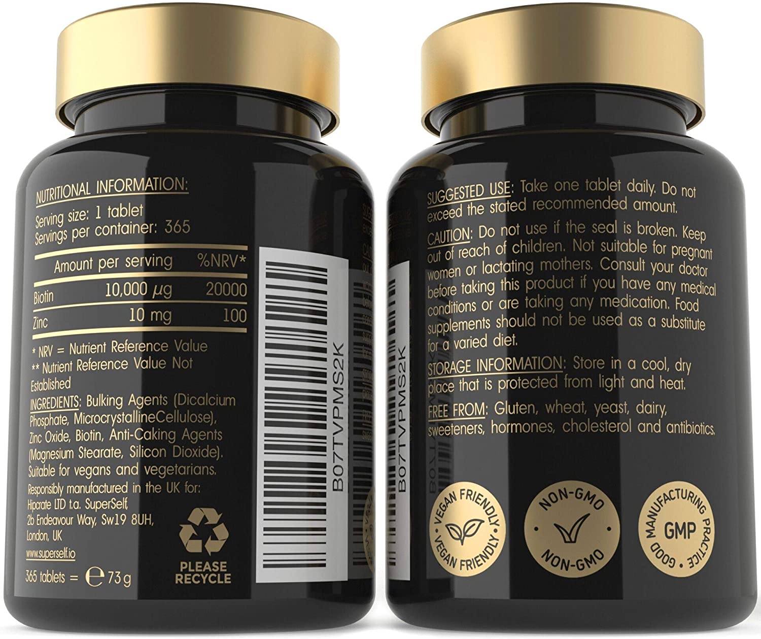 Biotin Hair Growth Tablets, Hair Skin and Nails Vitamins for Women & Men, 180 Biotin Tablets with Zinc 10000 mcg - Image 2