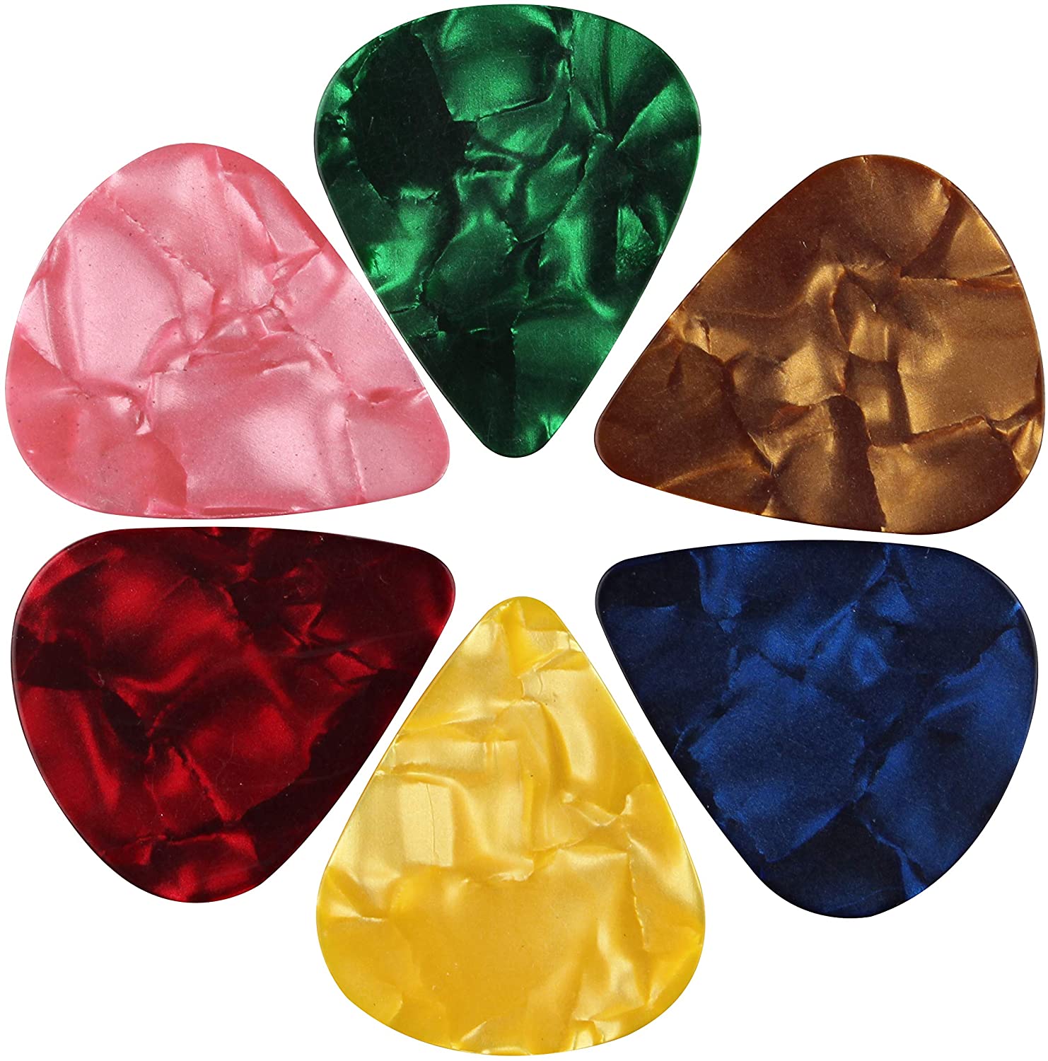 Futheda 2 Pieces Leather Plectrum Holder Case Keyring and 6 Pieces Doubled Sided Colorful Celluloid Material Guitar Picks Plectrums for Electric Acoustic - Image 3