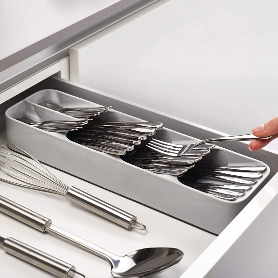 Joseph Joseph 85119 DrawerStore Compact Cutlery Organiser tray- Grey - Image 3