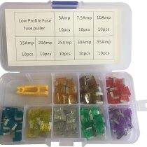 KOLACEN Automotive Car Truck Low-profile Mini Blade Type Fuse Assorted Kit 5 7.5 10 15 20 25 30 35Amp + Fuse Puller (Pack of 81)