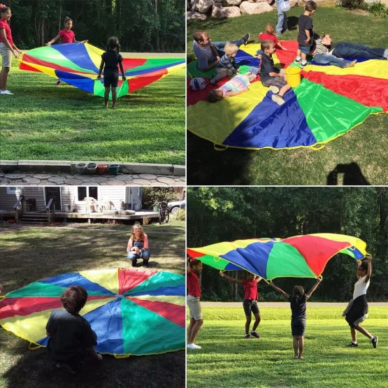 Sonyabecca Play Tents Kids Game 210T Play Parachute 12' with 12 Handles Indoor&Outdoor Picnic Blanket Mats (6-12 kids play) - Image 2