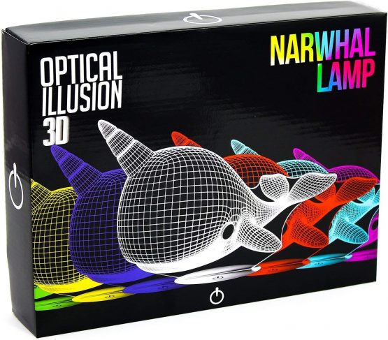 Narwhal 3D Optical Illusion Night Light withTouch control, LED Table Desk Lamp with 7 Colour Changing options, USB Powered, Desk, Night Light for Kids Friends & Family Ideal Gift - Image 4