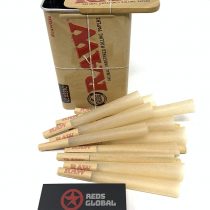 Raw Small Metal Slide Tin [Cigarette - Stash - Travel] with Small Cones and Tips