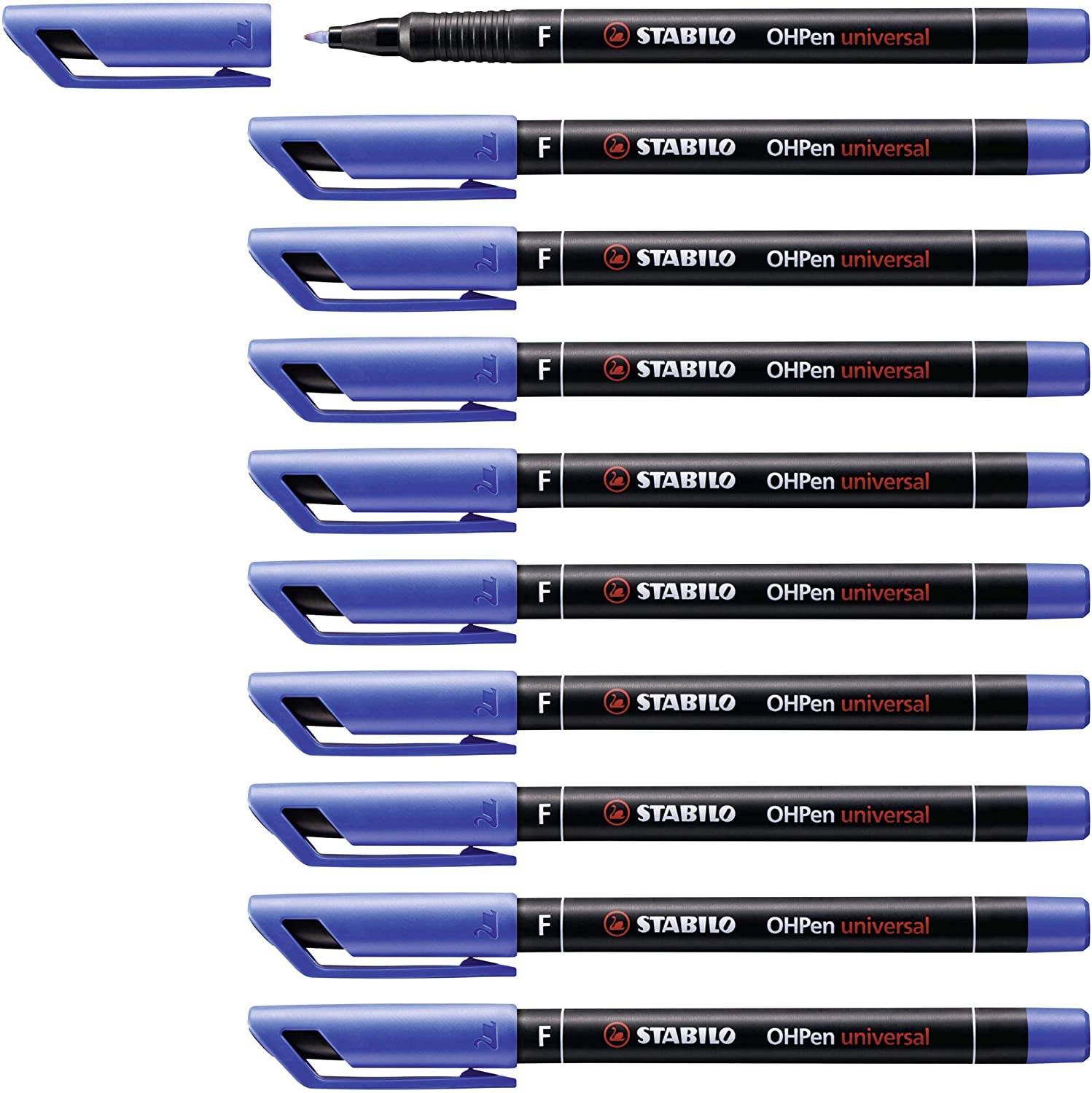 STABILO Overhead Pen OHPen universal - Permanent Fine - Pack of 10 - blue, 1 count (Pack of 10)