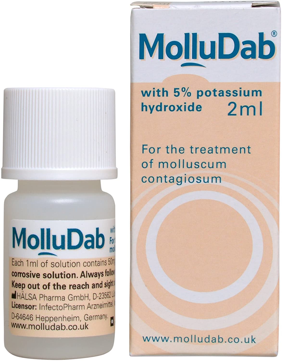 Molludab Molluscum Solution, with 5% Potassium Hydroxide to treat Molluscum Contagiosum, 2 ml, Clear, 2ml (Pack of 1)