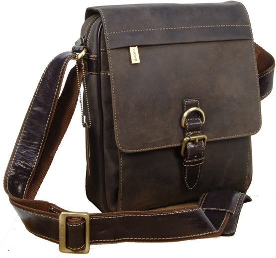 VISCONTI - Cross Body Organiser Bag - Genuine Leather - Flap Over Shoulder Messenger Bag - iPad/Kindle -16011 - LINK