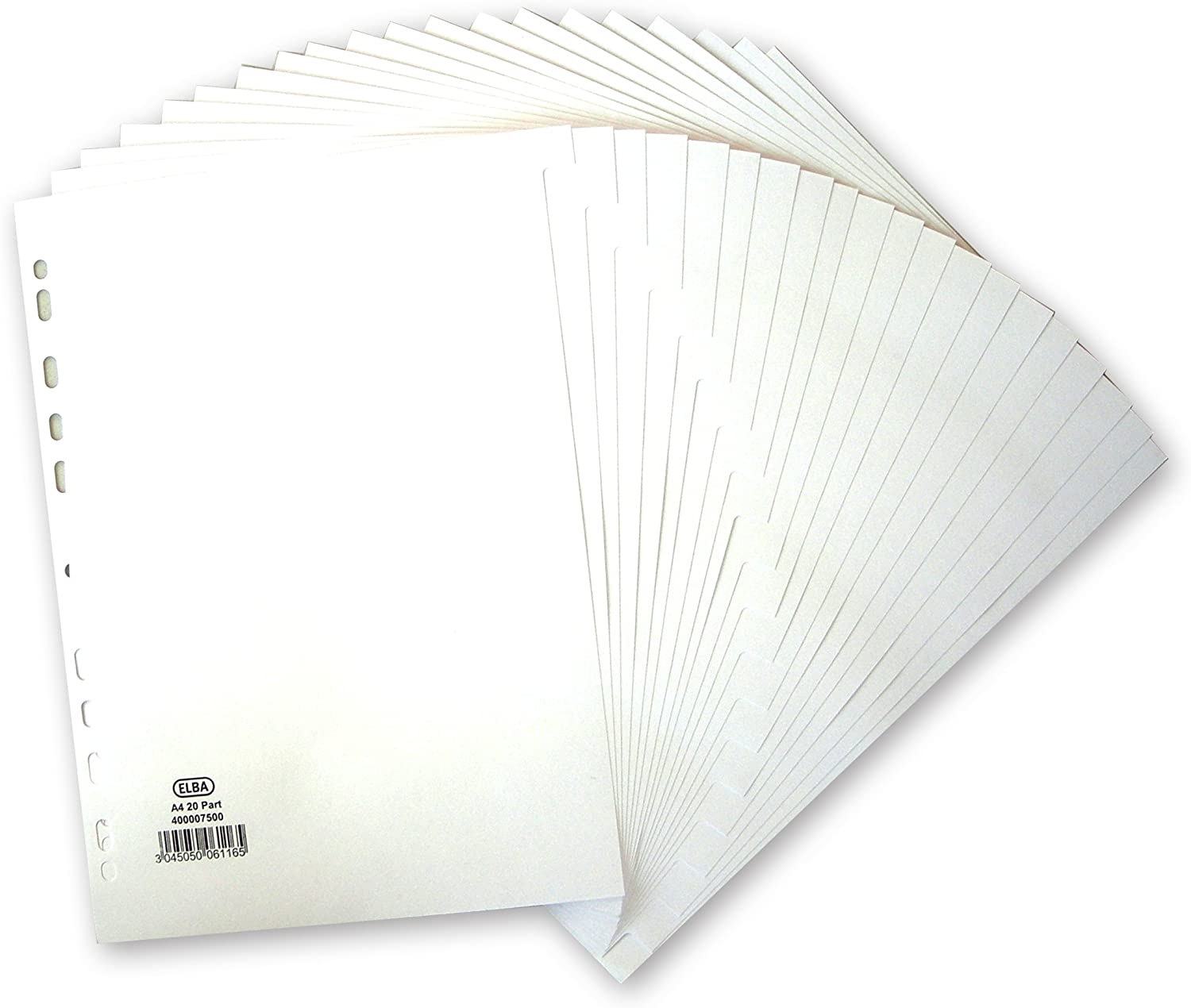 Elba A4 20-Part Card Divider - Manila White, Multi-Punched, 160gsm, 20 Part