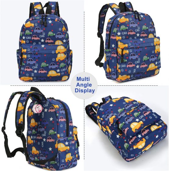 Kid Book Backpack Baby Child School Bag Kindergarten Canvas Daypack Cartoon Coin Purse(Darkblue,M) - Image 4