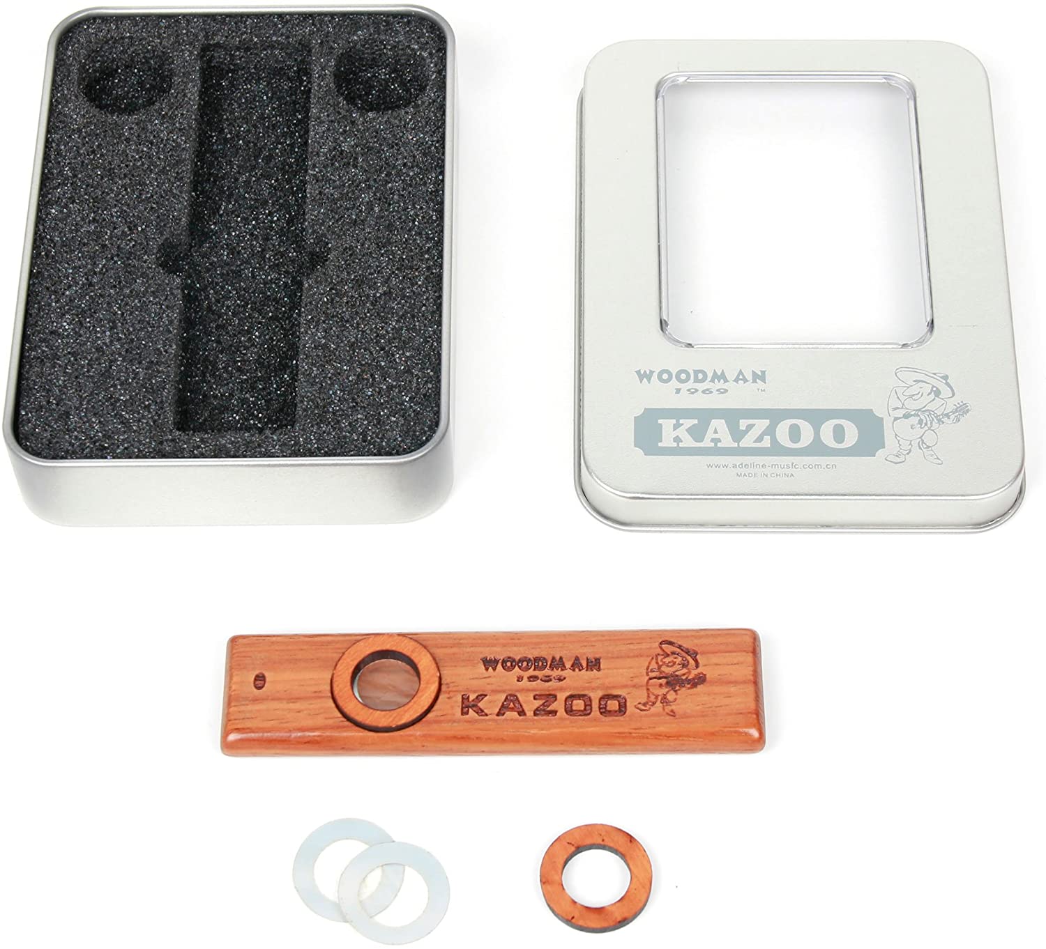 Woodman Premium Wooden Kazoo With Metal Padded Gift Box & Carry Case - Additional Membrane Included, By Bray Music - Image 2