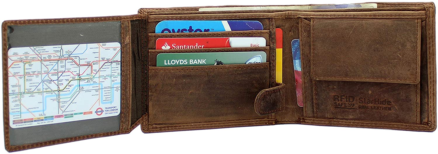 STARHIDE Handmade Wallets for Men UK, Brown (Without Strap), 12cm x 9.5cm - Image 4