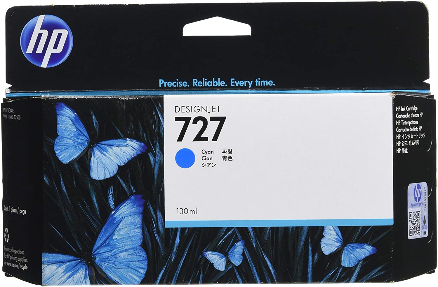 HP 727 130ml Ink Cartridge - B3P19A , Cyan, Standard Yield