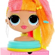 LOL Surprise OMG Styling Head with Stick-on Hair for Endless Styles - 30 Surprises and Accessories - Neonlicious