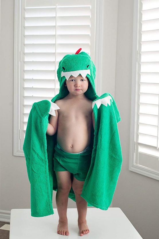 Zoocchini 100% Cotton Kids Hooded Towel - Devin The Dinosaur - Image 3