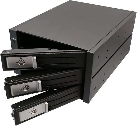 Syba 3-Bay Tray Less 3.5-Inch SATA/SAS Hard Drive Internal Enclosure with Independent Power Control Switch and LED Indicator - Black - Image 3