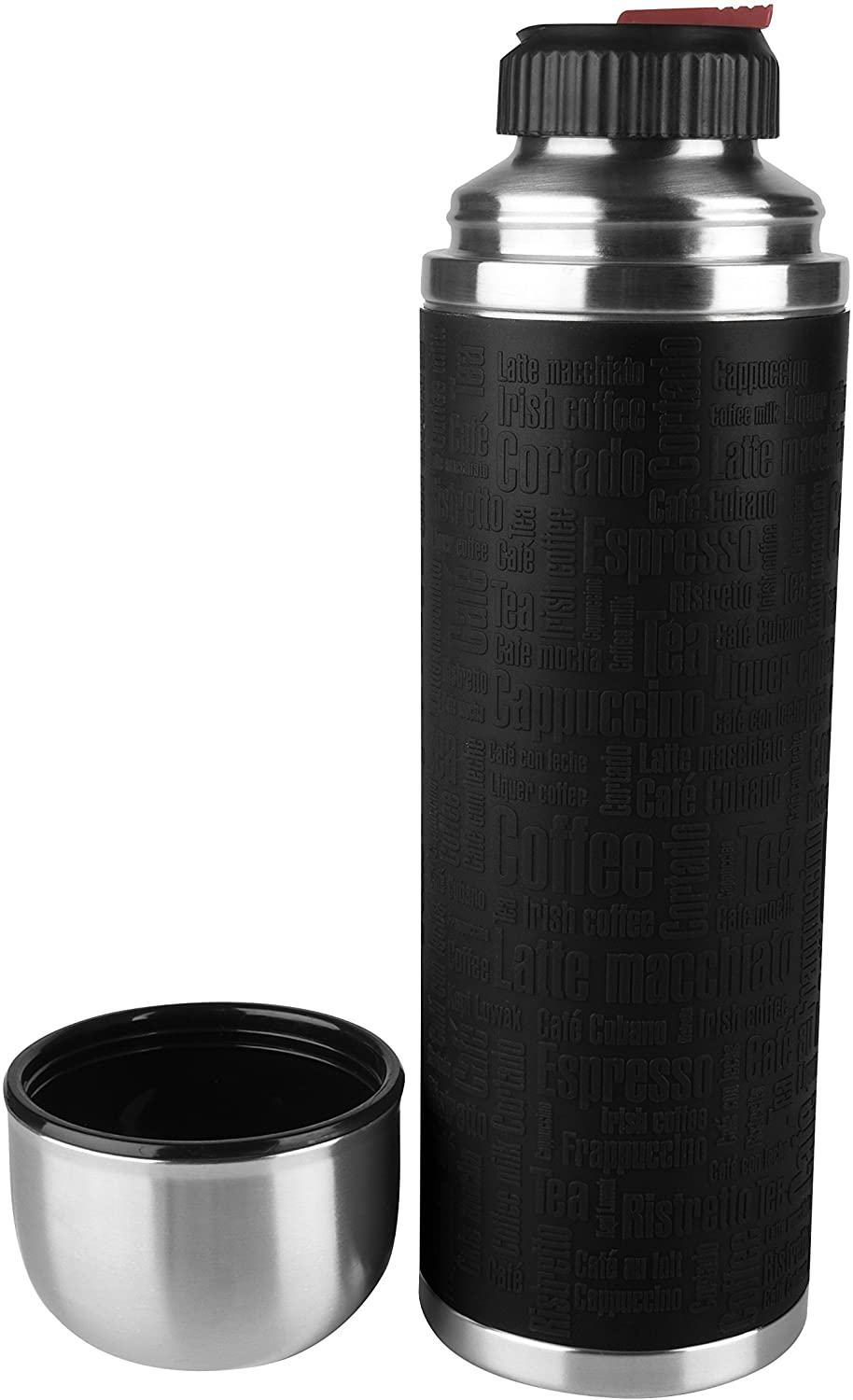 Tefal Senator Silicone Vacuum Flask, Stainless Steel, Black, 9.5 x 9.5 x 30 cm, 1000 ml - Image 2