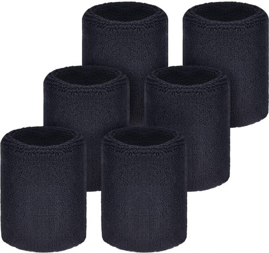 6 Pack Sports Wristbands Absorbent Sweatbands for Football Basketball, Running Athletic Sports