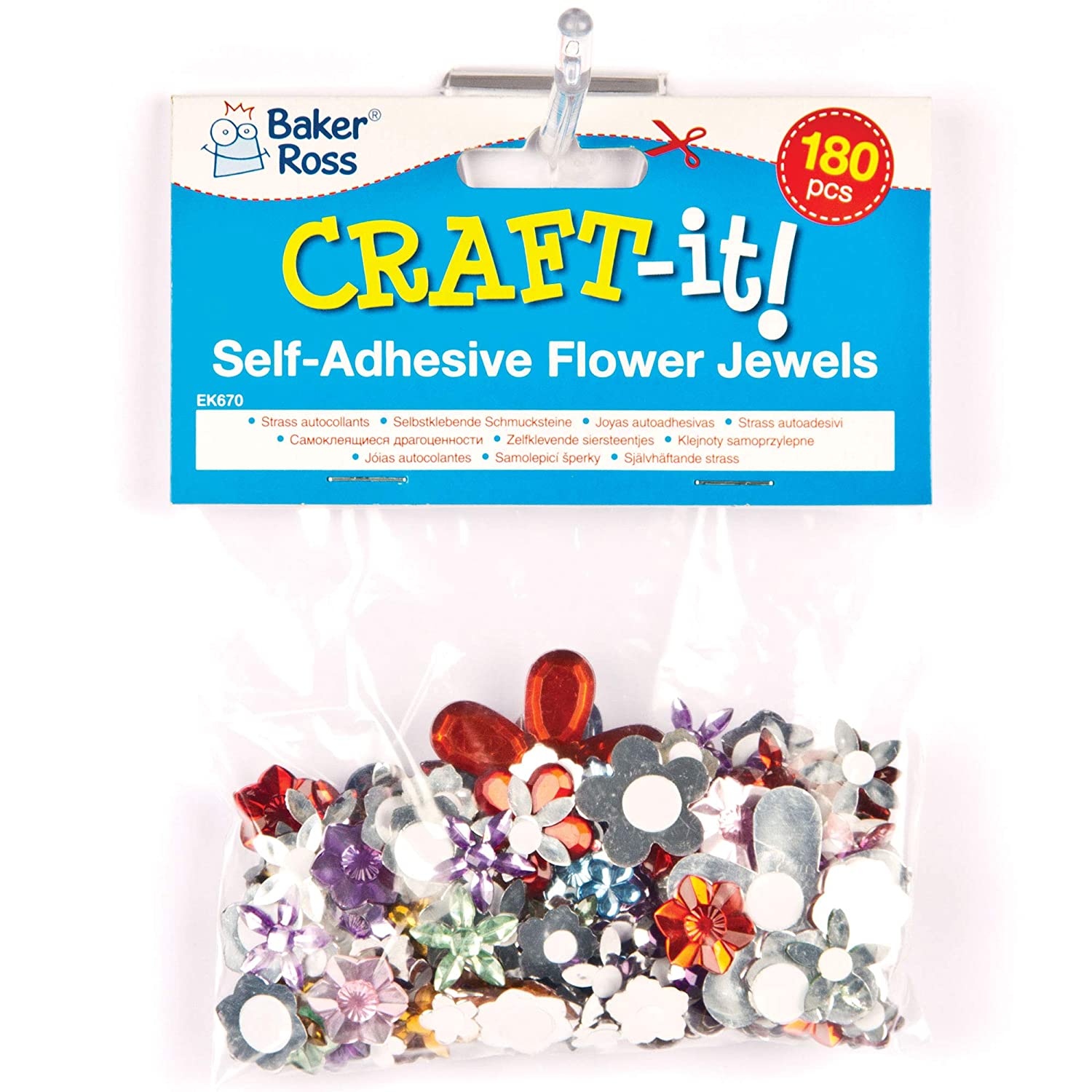 Baker Ross EK670 Self-Adhesive Acrylic Flower Jewels, for Kids Arts and Crafts Embellishments (Pack of 180), Assorted - Image 3