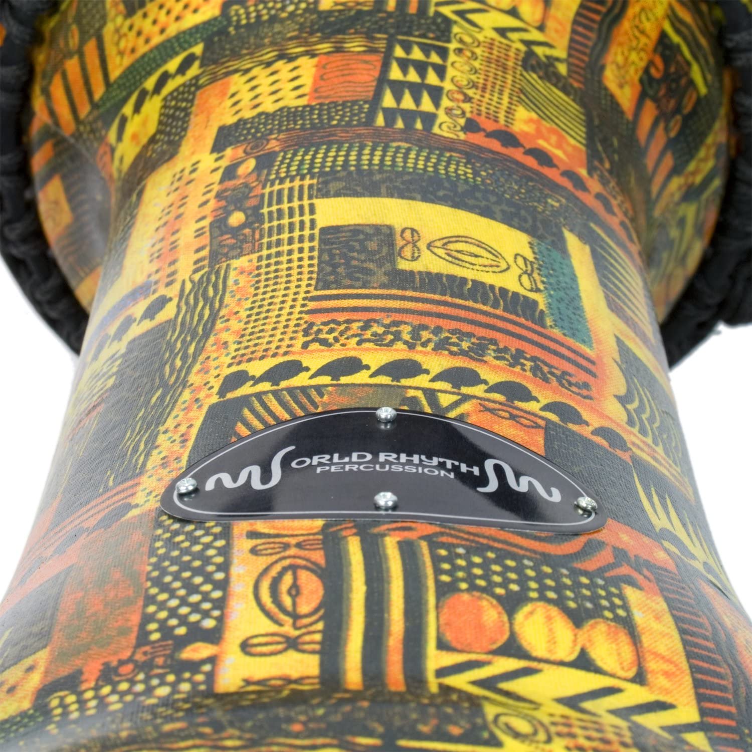 World Rhythm 11 Inch Rope Tuned Djembe Drum - Orange African Synthetic Hand Drum - Image 3