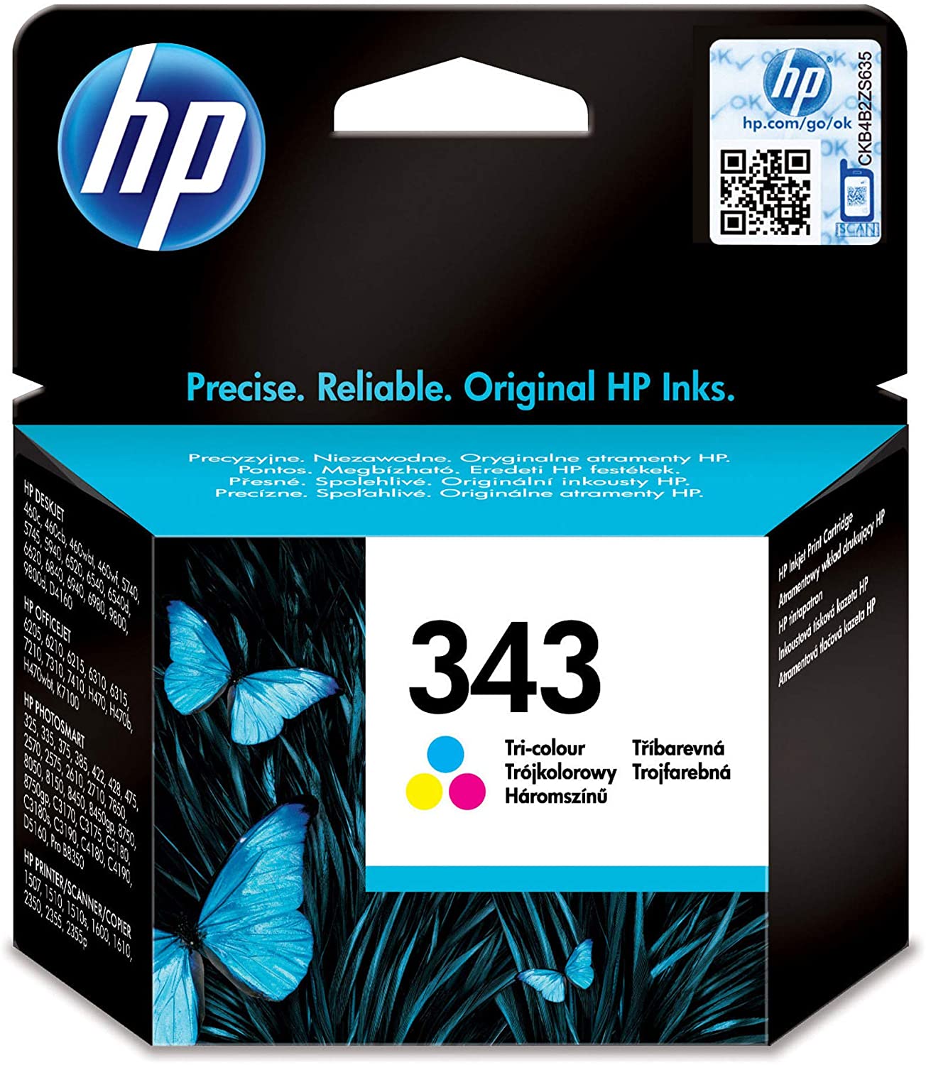 HP C8766EE 343 Original Ink Cartridge, Tri-Colour, Single Pack, Tri-Coloured, Standard