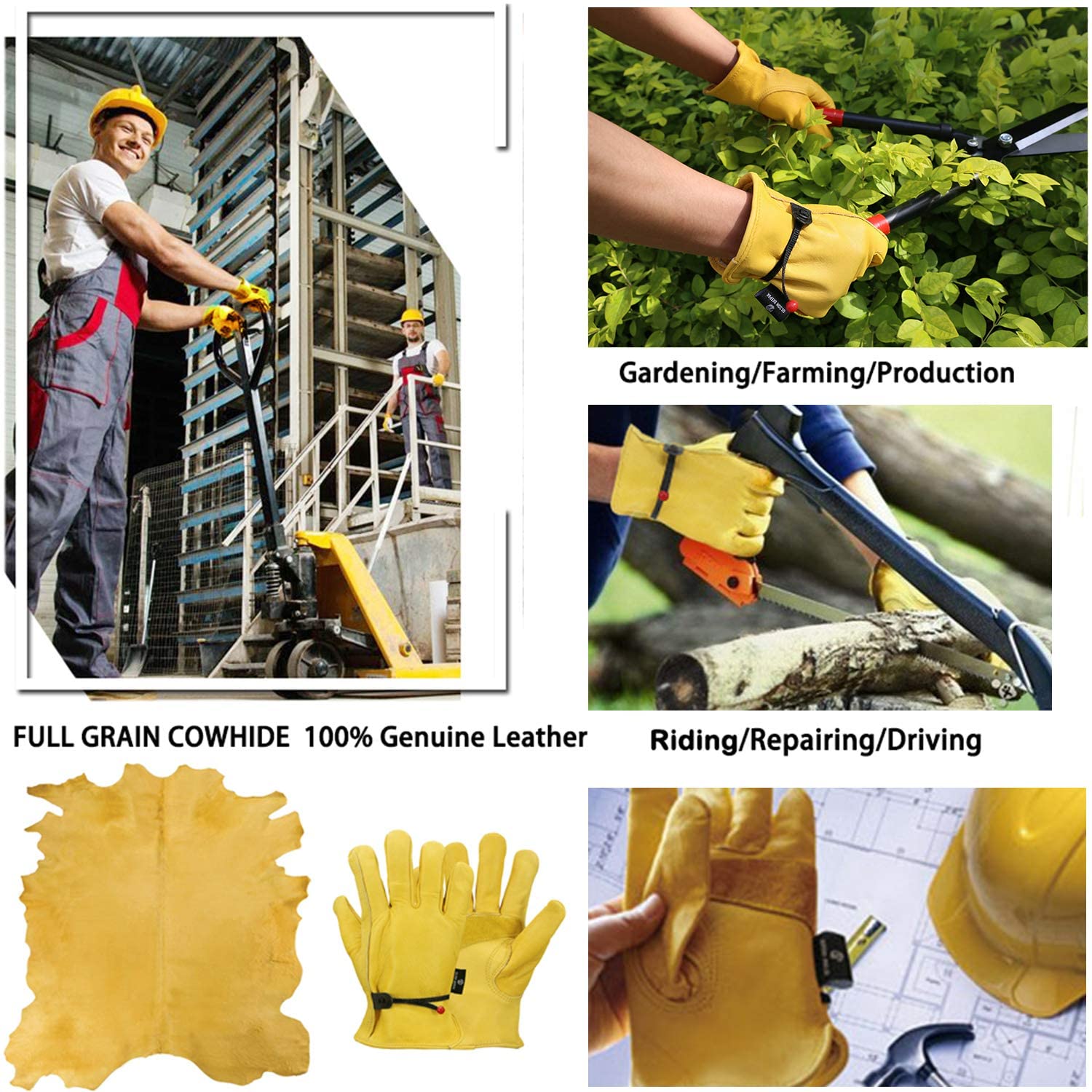 OLSON DEEPAK Leather Working Gloves for Gardening,Thornproof Gardening Gloves for Men and Women,Heavy Duty Leather Work Gloves Men(Large) - Image 4