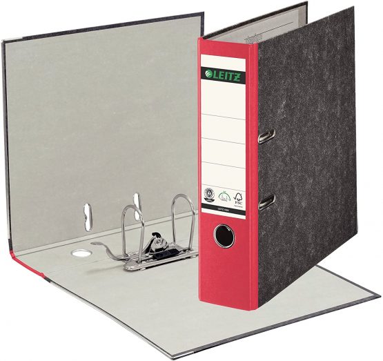 Leitz Lever Arch File, Red, Cardboard A4, 8 cm spine, 10800025 - Image 2