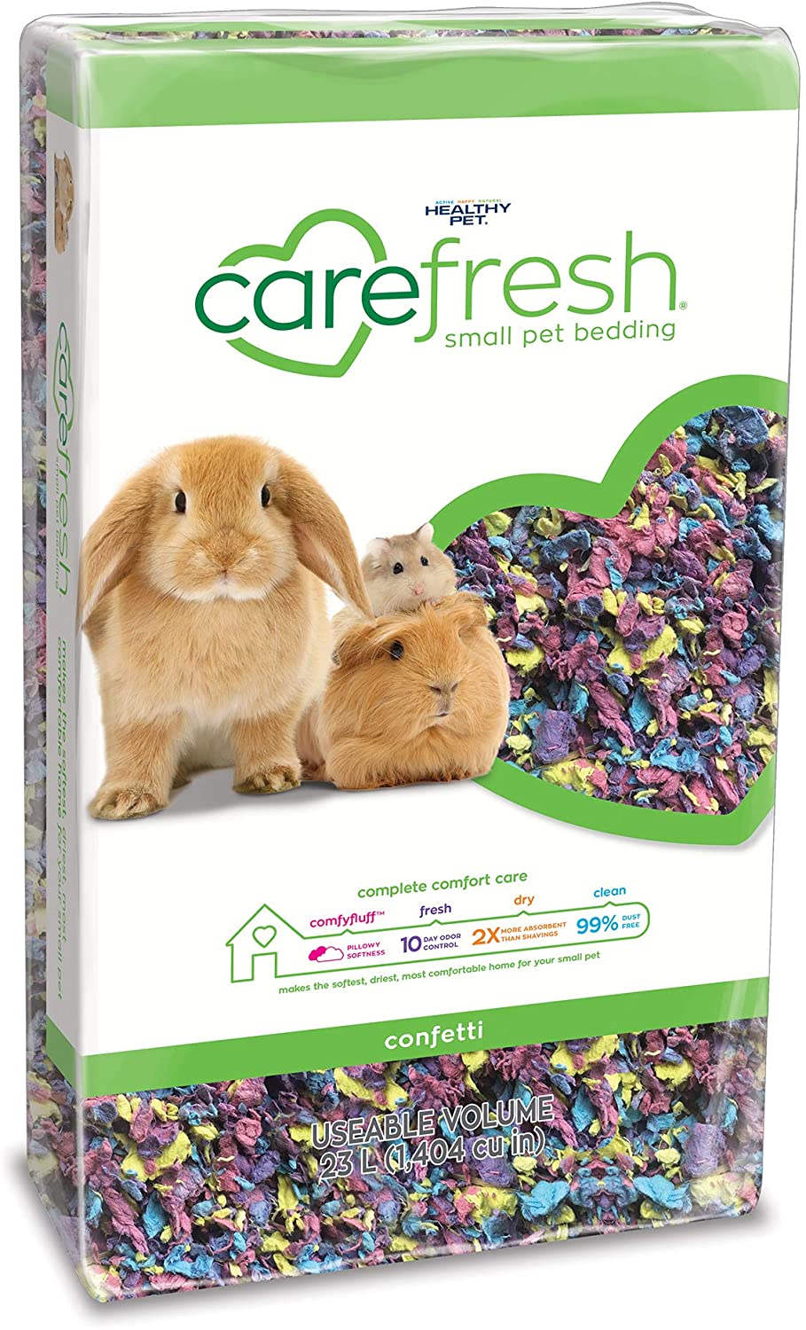 carefresh Dust-Free Confetti Natural Paper Small Pet Bedding with Odor Control, 10 L