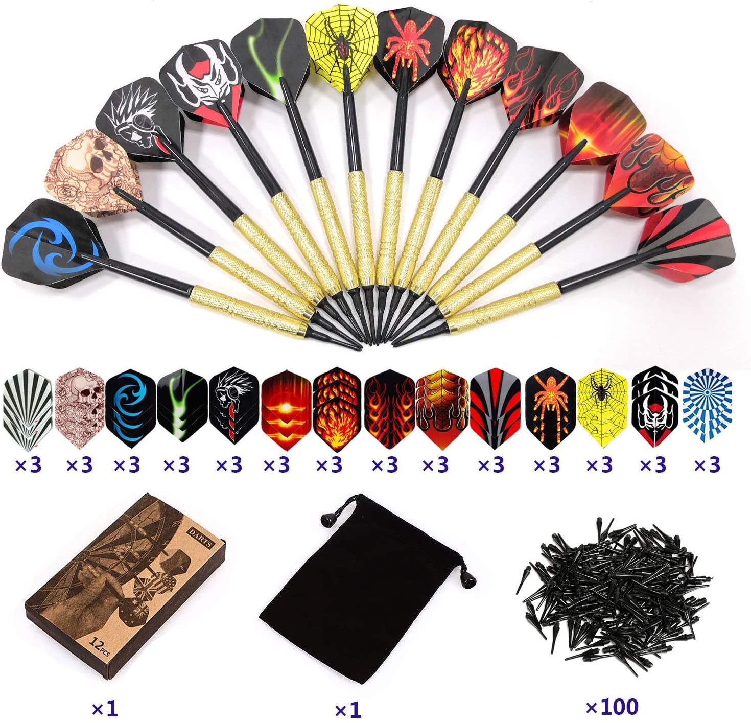 Sinwind Darts Set, 12 Pcs Soft Tip Darts with Brass-plated Steel Barrels - Image 2