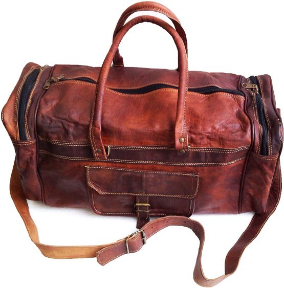 Jaald 20" Leather Duffle Bag Travel Carry-on Luggage Overnight Gym Weekender Bag - Image 3