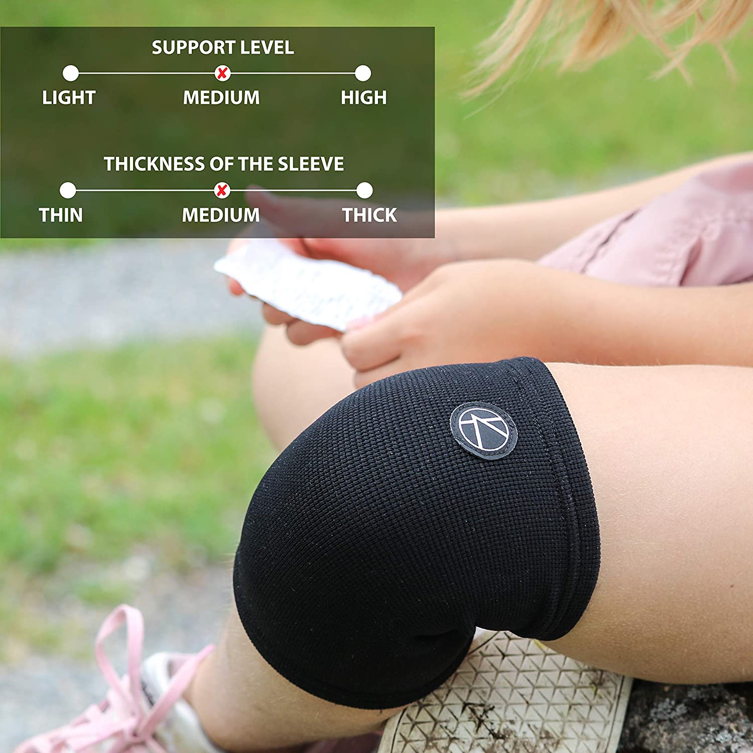 KARM Kids Knee Support Sleeve - Childs Knee Compression Sleeve for Children - Girls & Boys, Black - Image 3