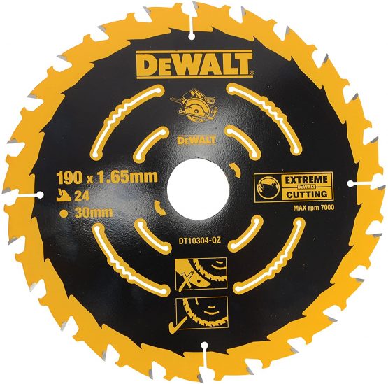 DeWalt DT10304-QZ 190 x 30mm 24-Tooth Corded Extreme Framing Circular Saw Blade