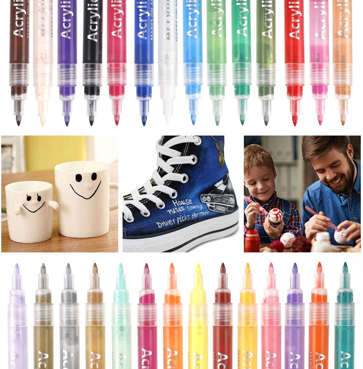 YITHINC Acrylic Paint Pens for Rock Painting Ceramic Metal Paper Glass Canvas Fabric Wood Porcelain Pebble - Image 4