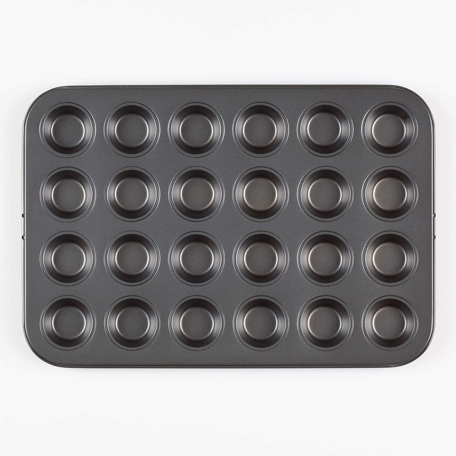 Prochef Teflon Non-Stick Premium Coated 24 Mini Cup Muffin Tray, Length 38cm x Width 26cm, Black