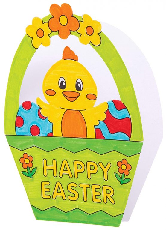 Baker Ross AT516 Easter Basket Colour in Cards - Pack of 10, Creative Easter Art and Craft Supplies for Kids to Make and Decorate - Image 3
