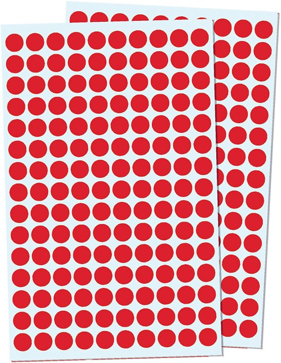 1cm Round Colour Coding Circle Dot Sticker Labels - Red, Pack of 3000