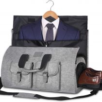 UNIQUEBELLA Travel Suit Carrier Garment Duffel Bag Fiber Large Holdall for Men with Shoe Compartment (Light Grey)