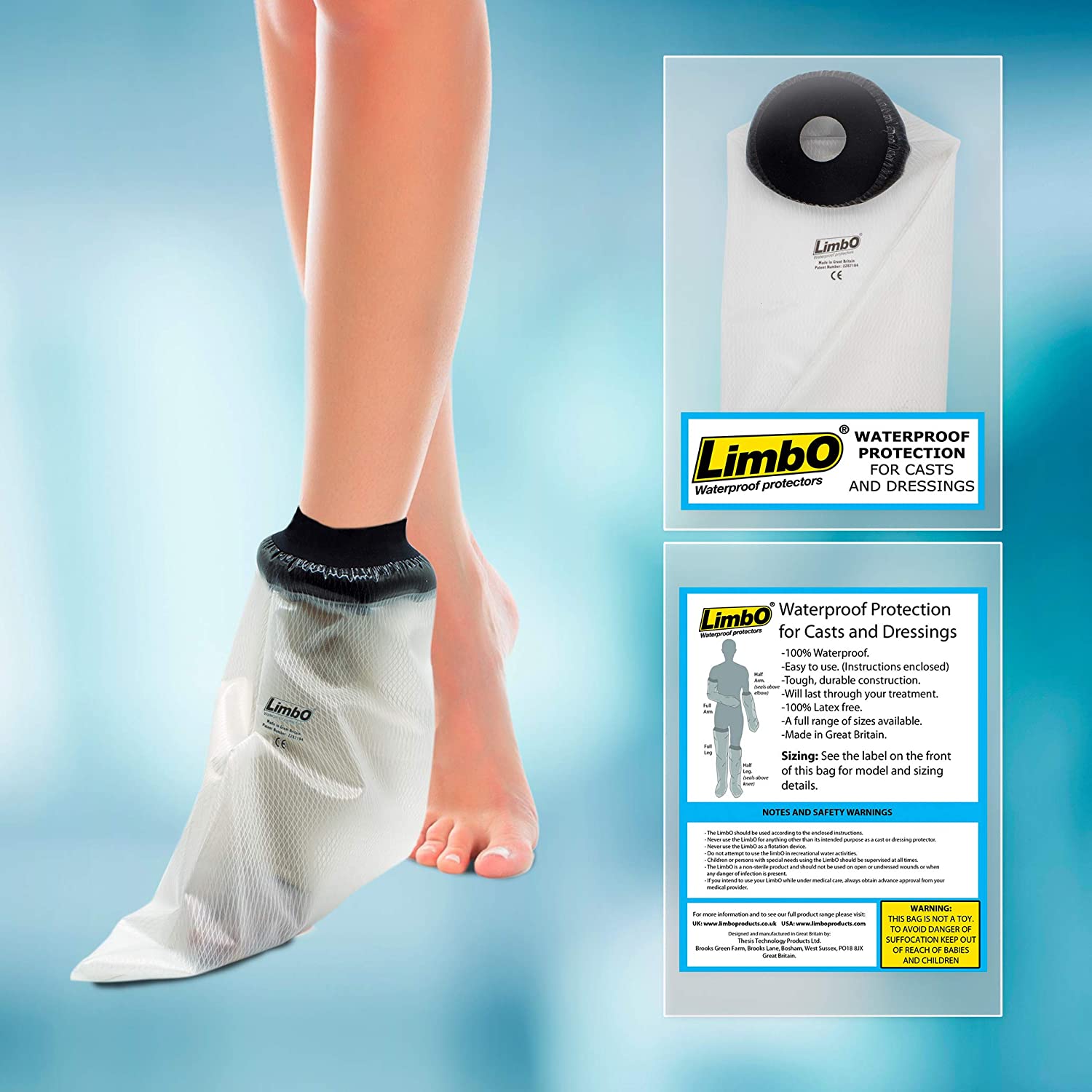 LimbO Waterproof Protection for Light Foot Dressing. M20 Fits Ankle 20-25 cm Circumference. Suitable for Shower Only - Image 4