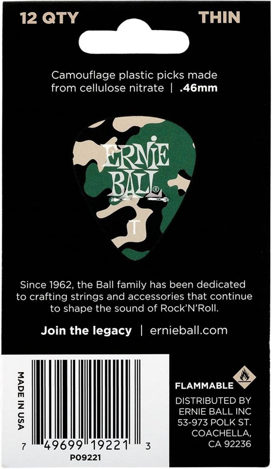 Ernie Ball P09221 Camouflage Cellulose Thin bag of 12 - Image 2