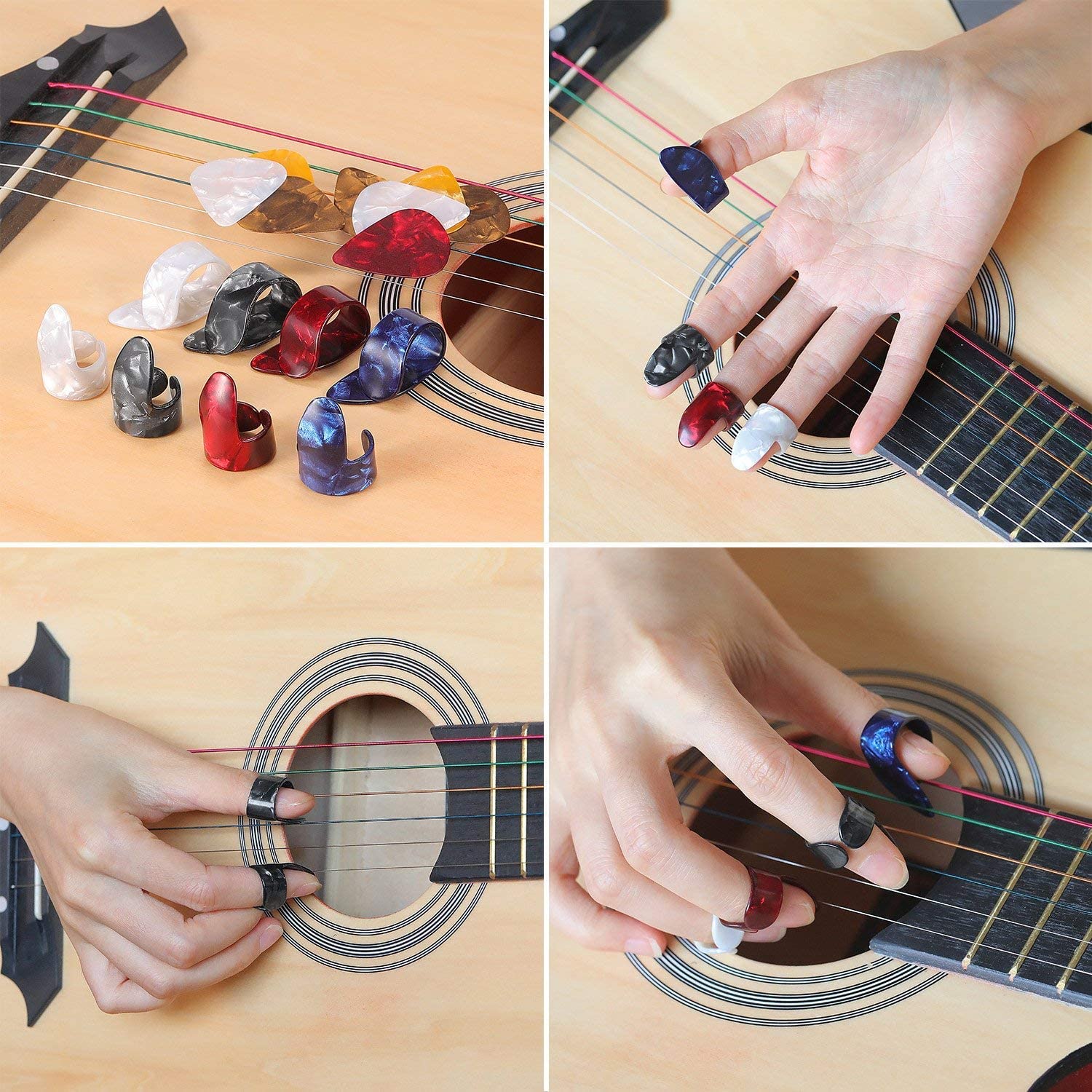 RUNCCI-YUN 20pcs Finger Pick Thumb Pick Set Guitar Picks,Stainless Steel Thumb Picks, Best for Fingerstyle Acoustic Guitar Banjo or Ukulele - Image 4